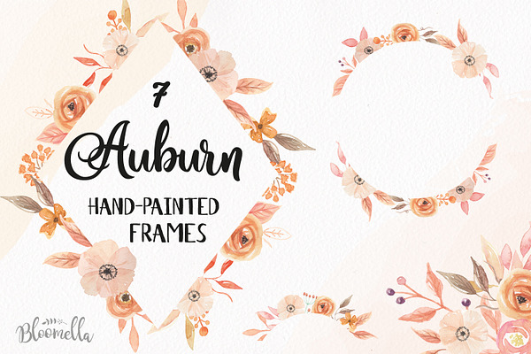 Auburn Watercolor Fall Frames Set