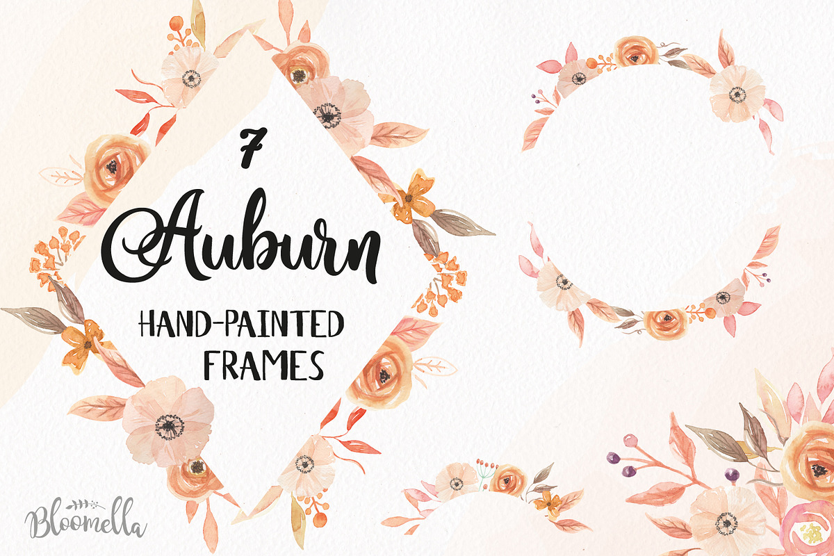 Auburn Watercolor Fall Frames Set in Illustrations - product preview 8