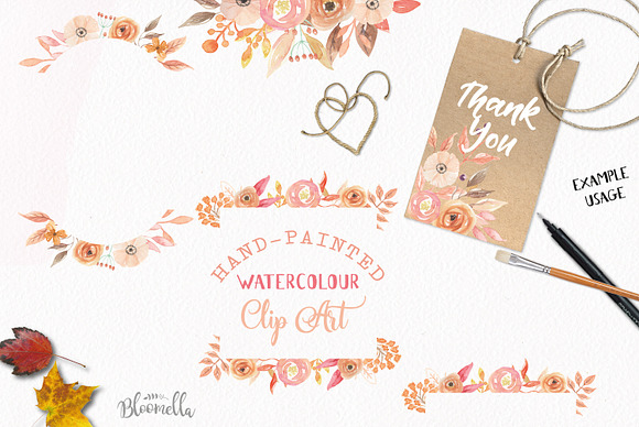 Auburn Watercolor Fall Frames Set in Illustrations - product preview 2