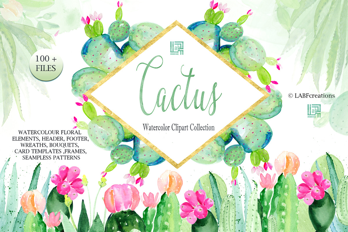 Cactus & Aloe Watercolor flowers in Illustrations - product preview 8
