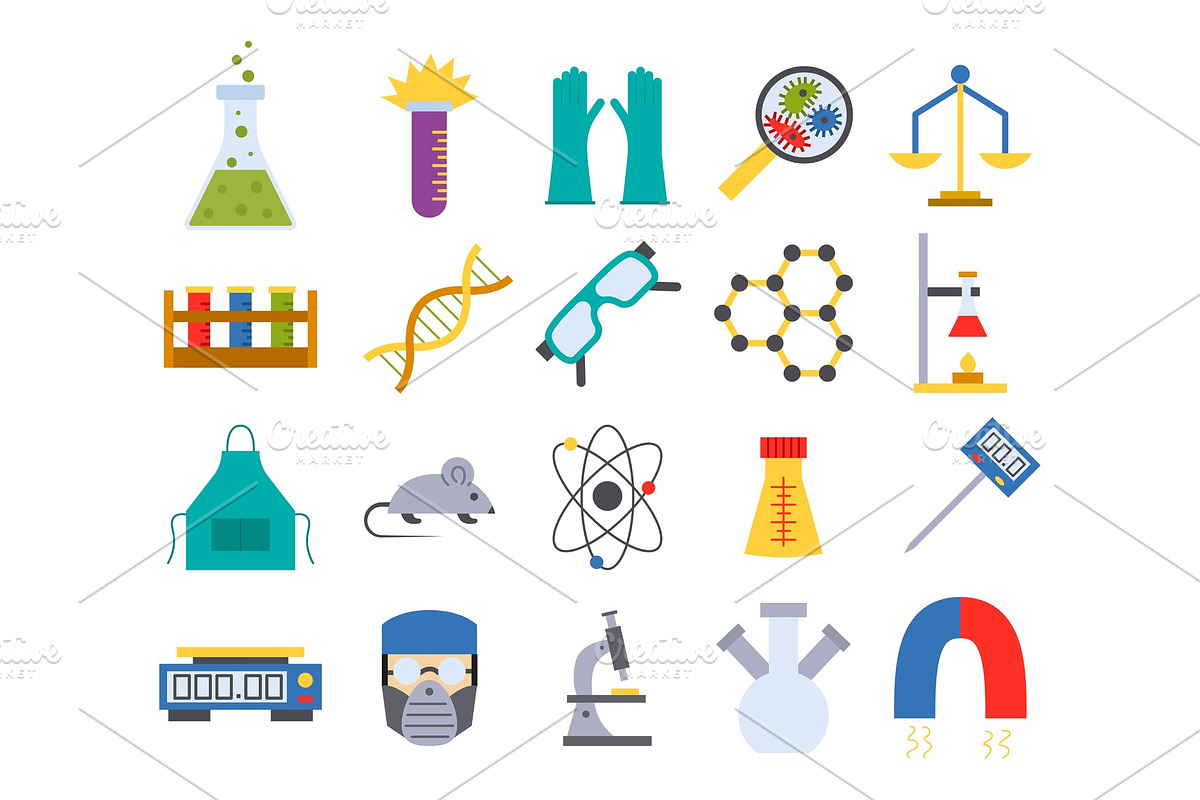 Lab vector chemical test medical laboratory scientific biology science chemistry icons illustration. in Illustrations - product preview 8