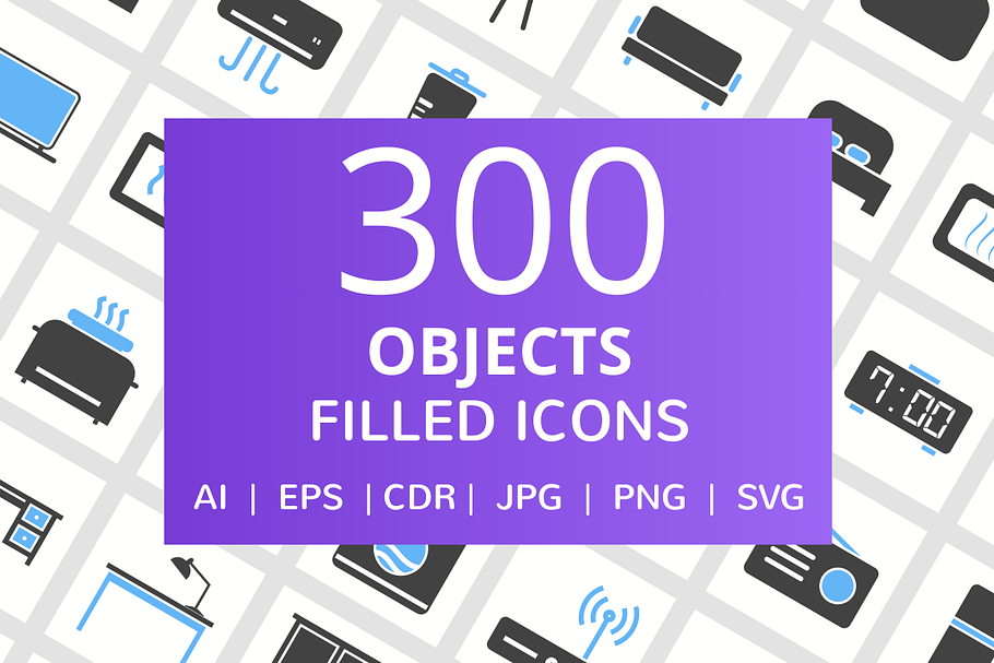 300 Objects Filled Icons in Graphics - product preview 8