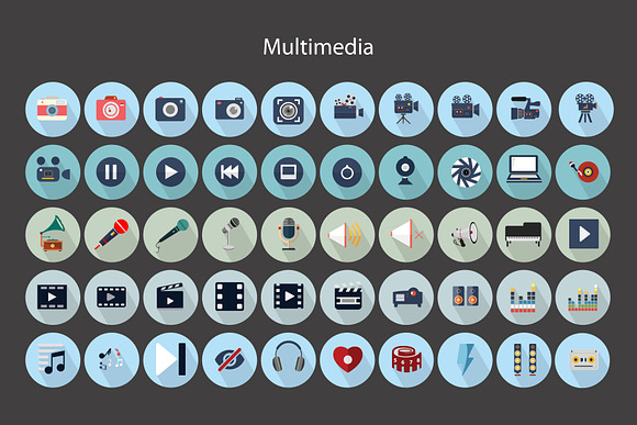 Flat Icons Multimedia Set in Movie Icons - product preview 5