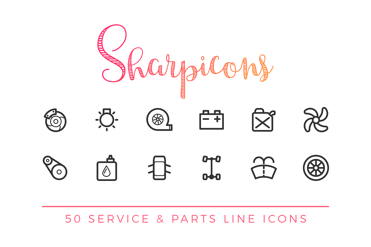 Service & Car Parts Line Icons in Icons - product preview 8