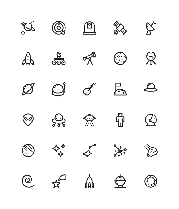 Space & Exploration Line Icons in Icons - product preview 5