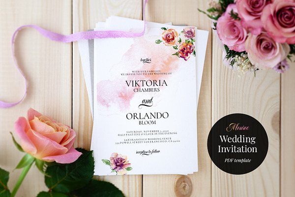Wedding Invitation Template, Monroe