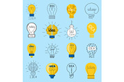 Sweet business idea light bulb concept creative vector icons design. Bulbs Idea lamp innovation electric creativity inspiration concept. Bright icon symbol solution lightbulb. Creative concept
