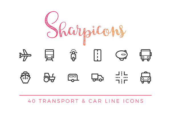 Transport & Car Line Icons