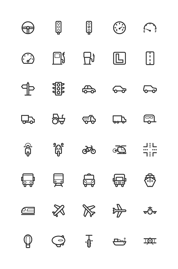 Transport & Car Line Icons in Car Icons - product preview 5