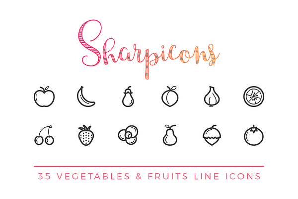 Vegetables & Fruits Line Icons