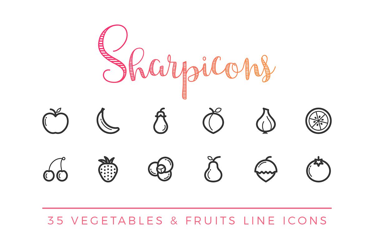 Vegetables & Fruits Line Icons in Graphics - product preview 8