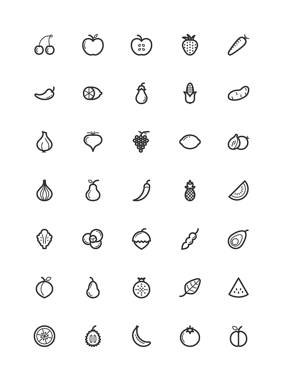 Vegetables & Fruits Line Icons in Graphics - product preview 5