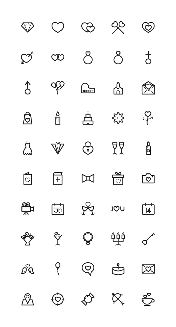 Wedding & Valentine Line Icons in Graphics - product preview 5