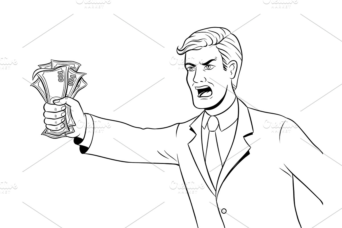 Shouting man and money coloring vector in Objects - product preview 8