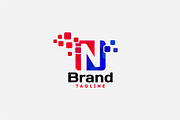 Letter N Pixel Logo