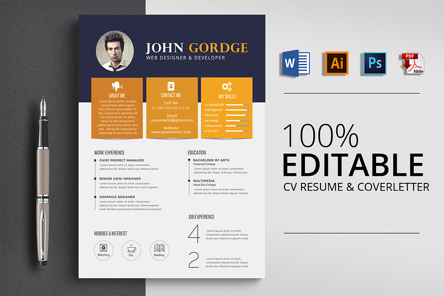 Professional Job CV Resume Word in Resume Templates - product preview 8