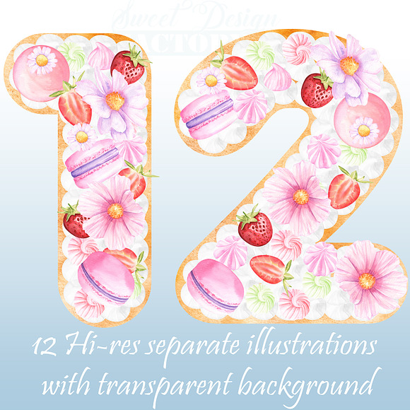 Number cakes cliparts in Illustrations - product preview 2
