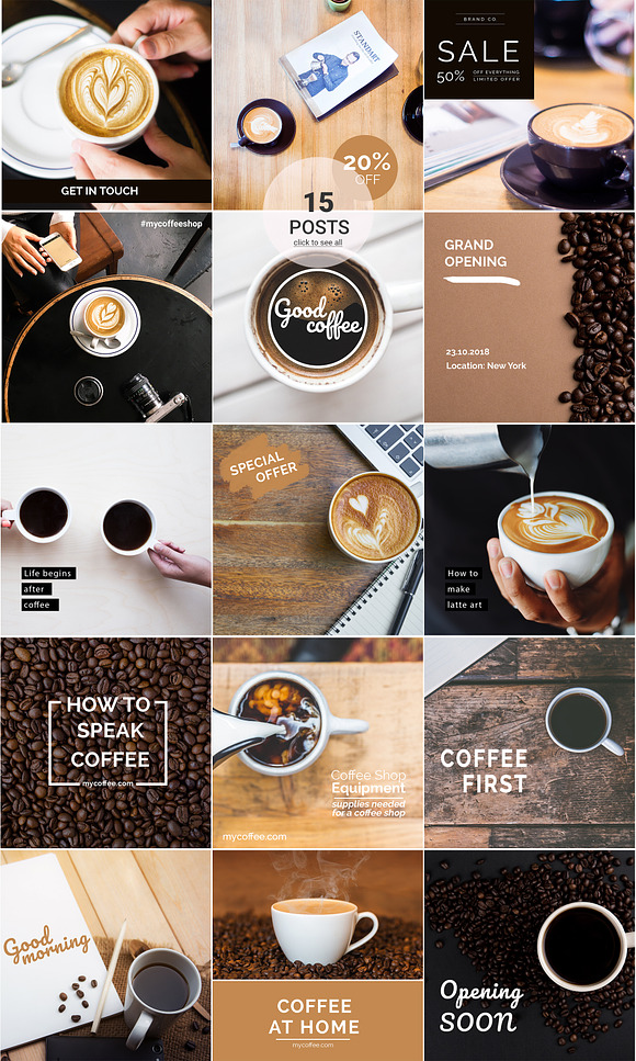 Hint of Coffee Instagram pack in Instagram Templates - product preview 2