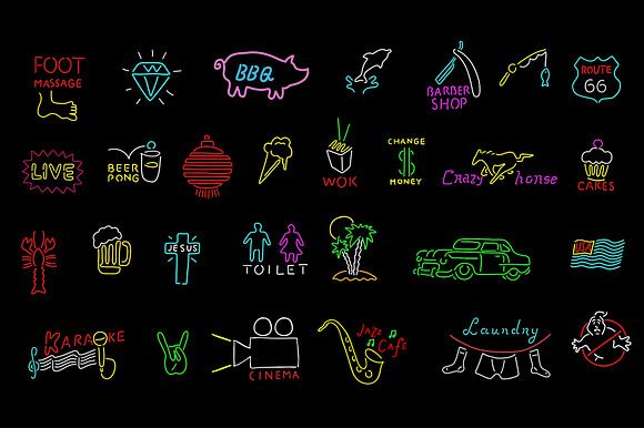 Neon signs collection  in Illustrations - product preview 2