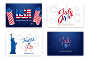 Fourth of July. Holiday banners for USA Independence Day. Set of modern cards, invitations, web banners for July 4th