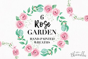 Rose Garden Floral Wreath Watercolor