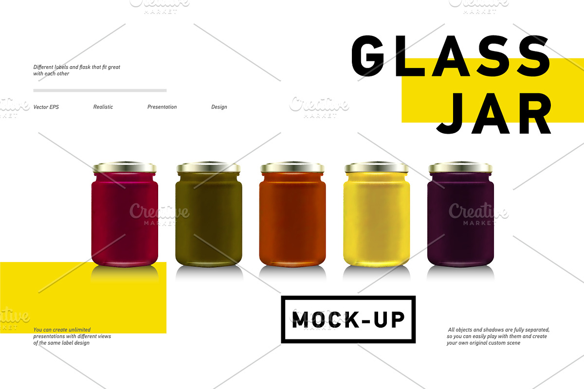 Glass jars vector mockup in Product Mockups - product preview 8
