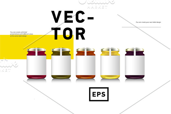 Glass jars vector mockup in Product Mockups - product preview 3