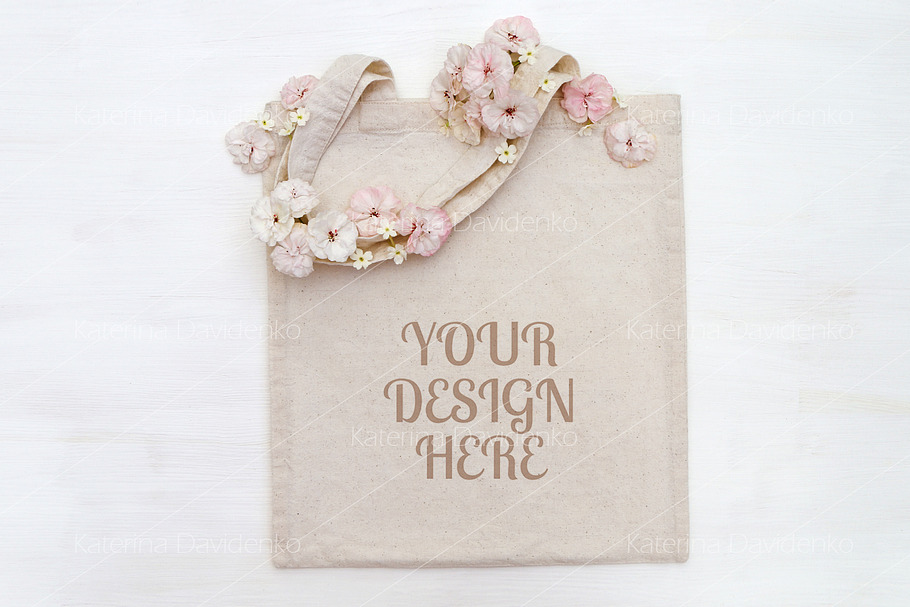 Shopping bag mockup with flowers in Product Mockups - product preview 8