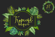 Watercolor Tropical Bouquet Clipart