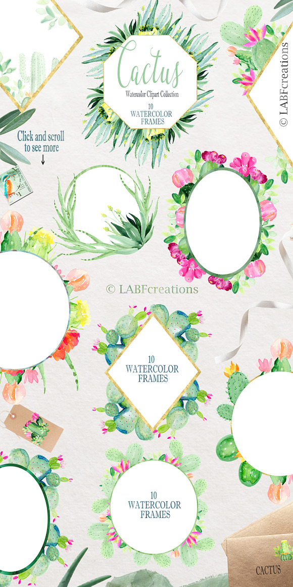 Cactus & Aloe Watercolor flowers in Illustrations - product preview 10