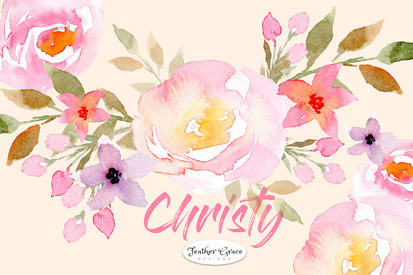Blush Pink Flowers & Roses in Illustrations - product preview 1