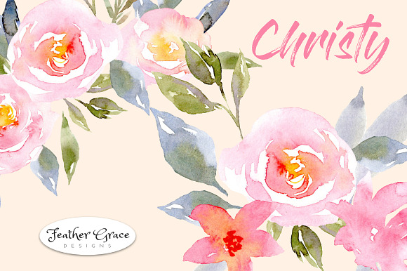 Blush Pink Flowers & Roses in Illustrations - product preview 5