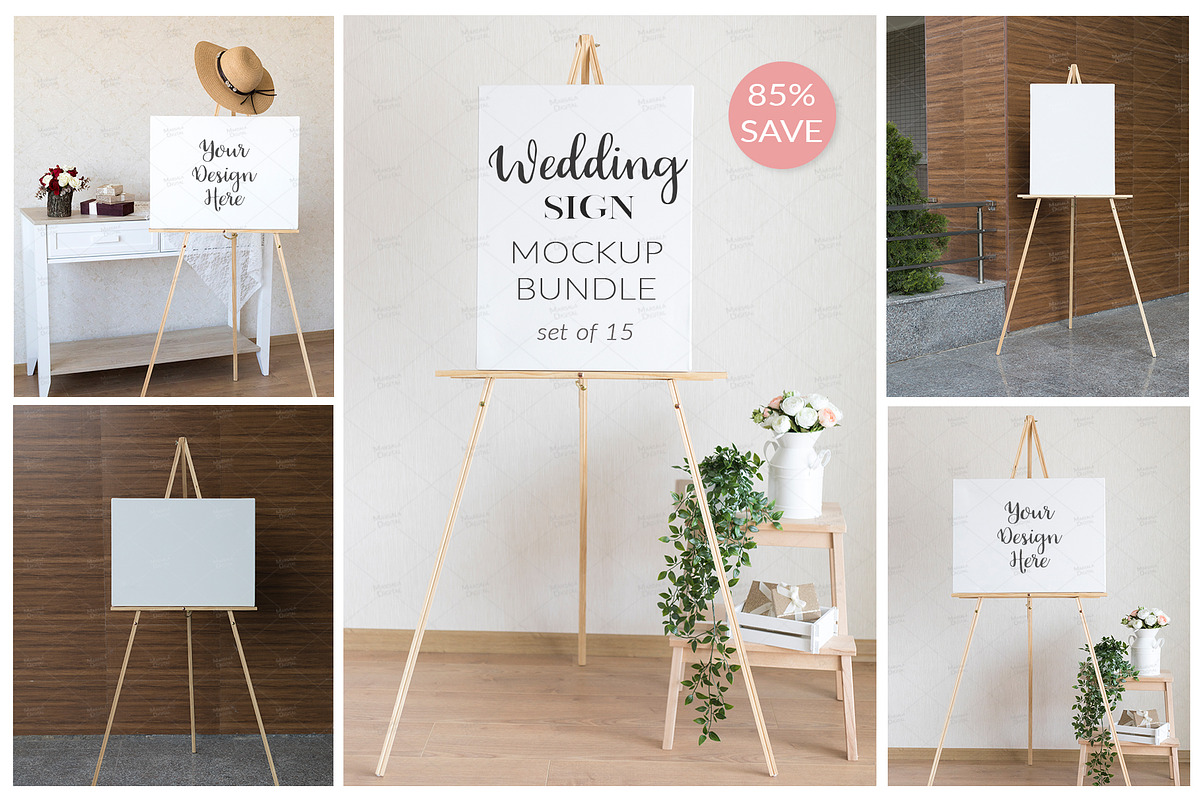 Wedding Sign Mockup Bundle set of 15 in Print Mockups - product preview 8