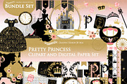 Princess Black Gold Clipart+Pattern