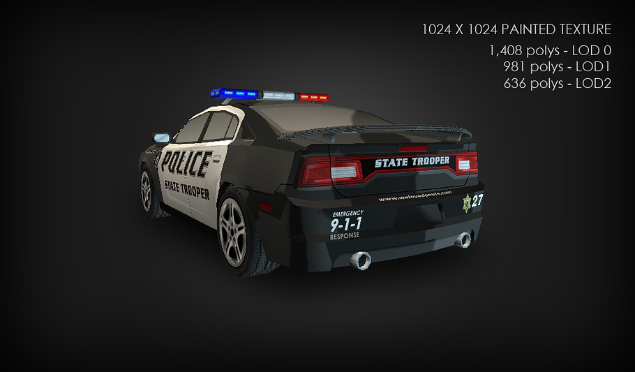 Low Poly Police Car in Vehicles - product preview 1
