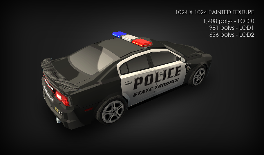 Low Poly Police Car in Vehicles - product preview 2