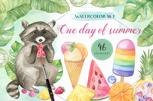-85%OFF-Big Watercolor Summer Bundle in Illustrations - product preview 2