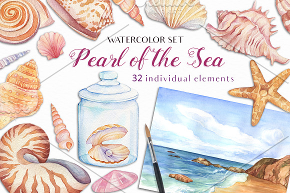 -85%OFF-Big Watercolor Summer Bundle in Illustrations - product preview 3