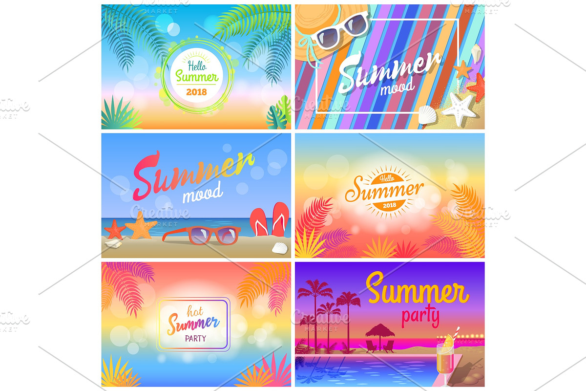 Hot Summer Party 2018, Hello Summer Mood Banner in Objects - product preview 8