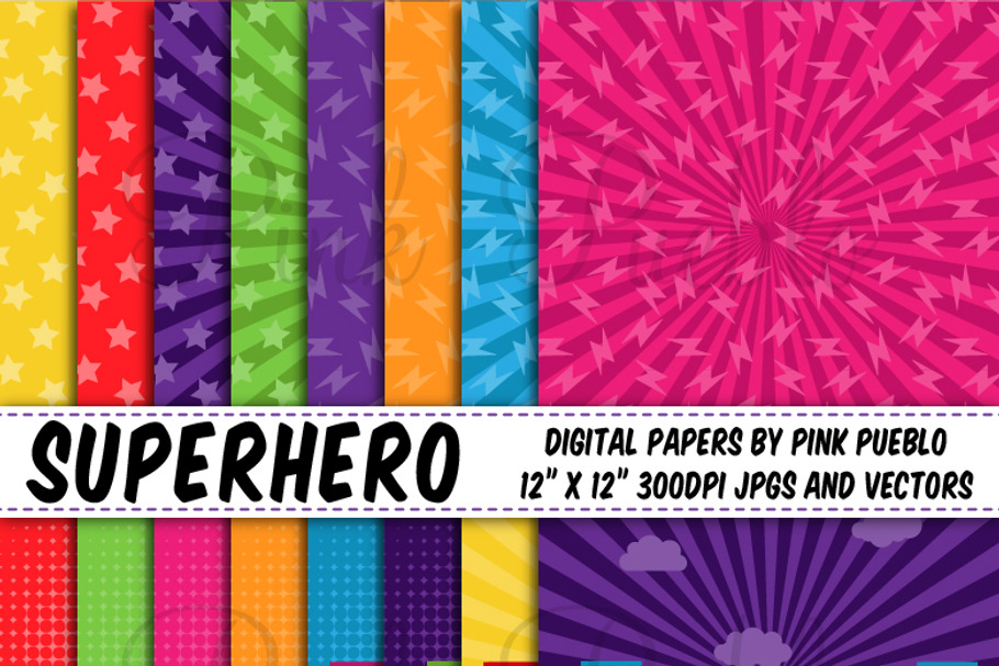 Superhero Backgrounds or Papers in Patterns - product preview 8