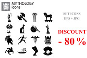 Mythology set vector black on white 