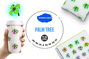 Palm tree icons set, pop-art style