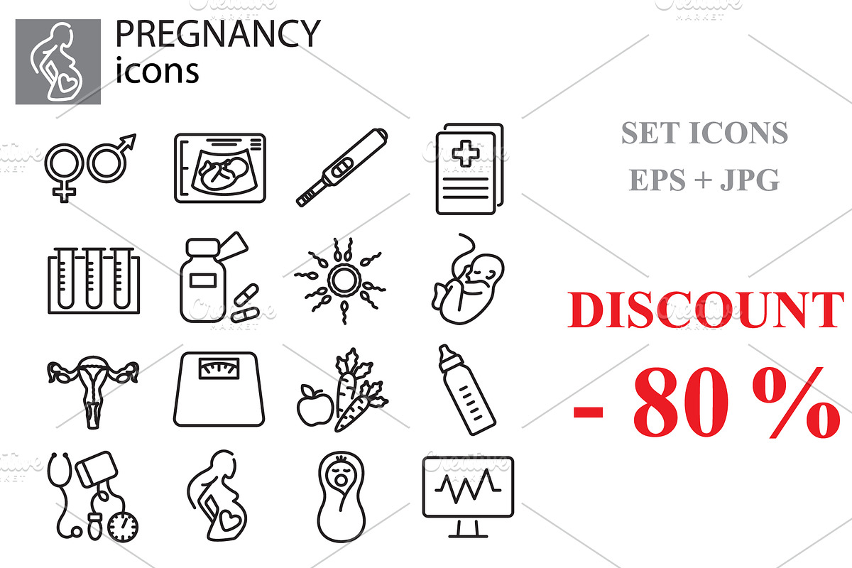 Web icons set - Pregnancy black  in Graphics - product preview 8