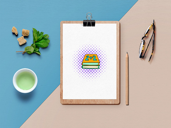 School icons set, pop-art style in Graphics - product preview 2