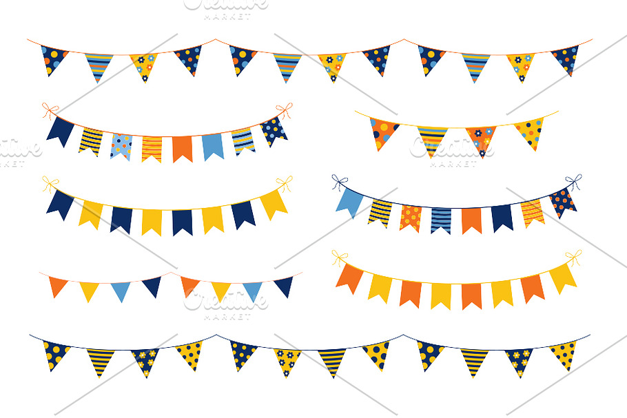 Birthday party bunting clipart set