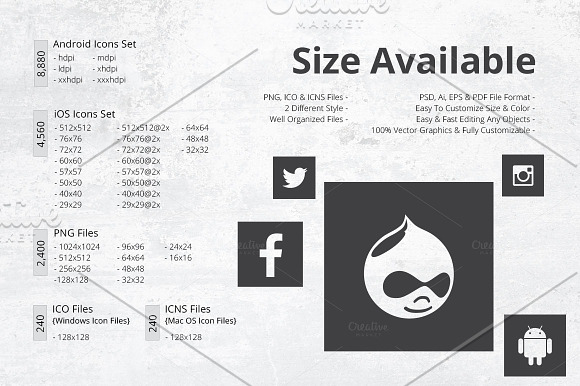 240 Square B/W Social Media Icons in Graphics - product preview 3