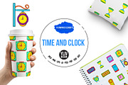 Time and Clock icons set, pop-art 