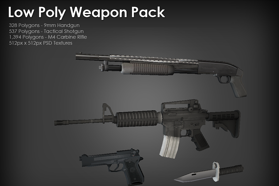 Low Poly Weapon Pack in Objects - product preview 8