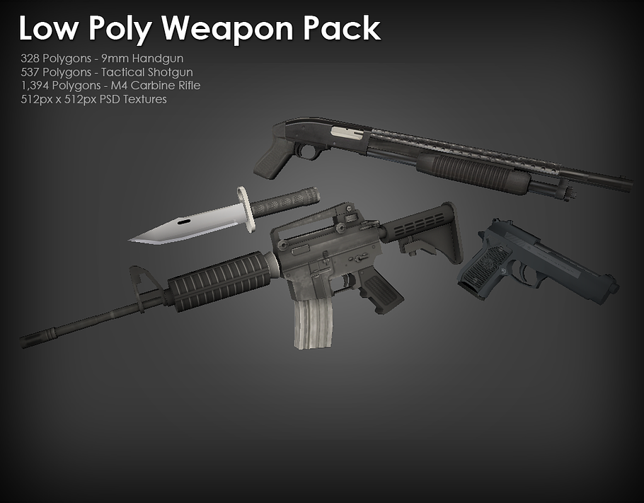 Low Poly Weapon Pack in Objects - product preview 1