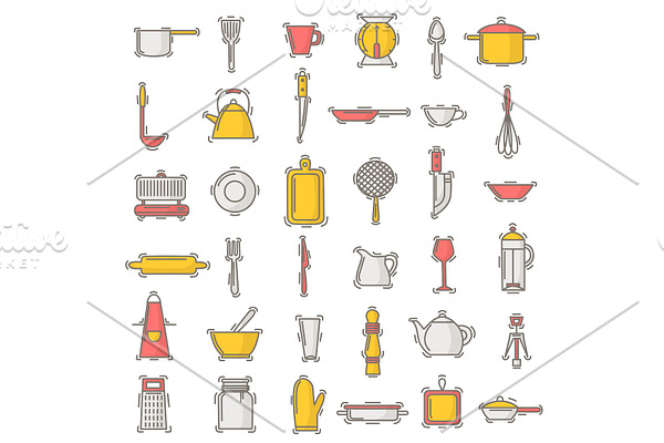 Kitchenware vector seamless pattern cookware for cooking and kitchen utensils or cutlery for kitchener backdrop illustration tableware in kitchenette wallpaper isolated on white background